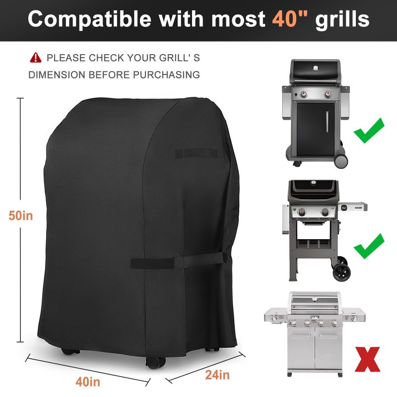 LBTING Grill Cover, 40-inch Heavy Duty 300D Oxford Waterproof Windproof UV Resistant BBQ Gas Grill Cover for Outdoor Barbecue Fit Most Brands Weber, Brinkmann, Char Broil, Holland - Image 2